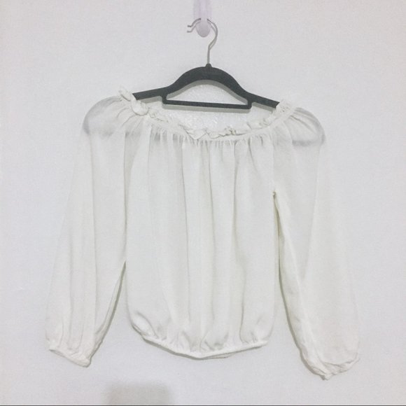 Brandy Melville Tops - SOLD Brandy Melville John Galt White Off Shoulder Ruffle Crop Top One Size OS